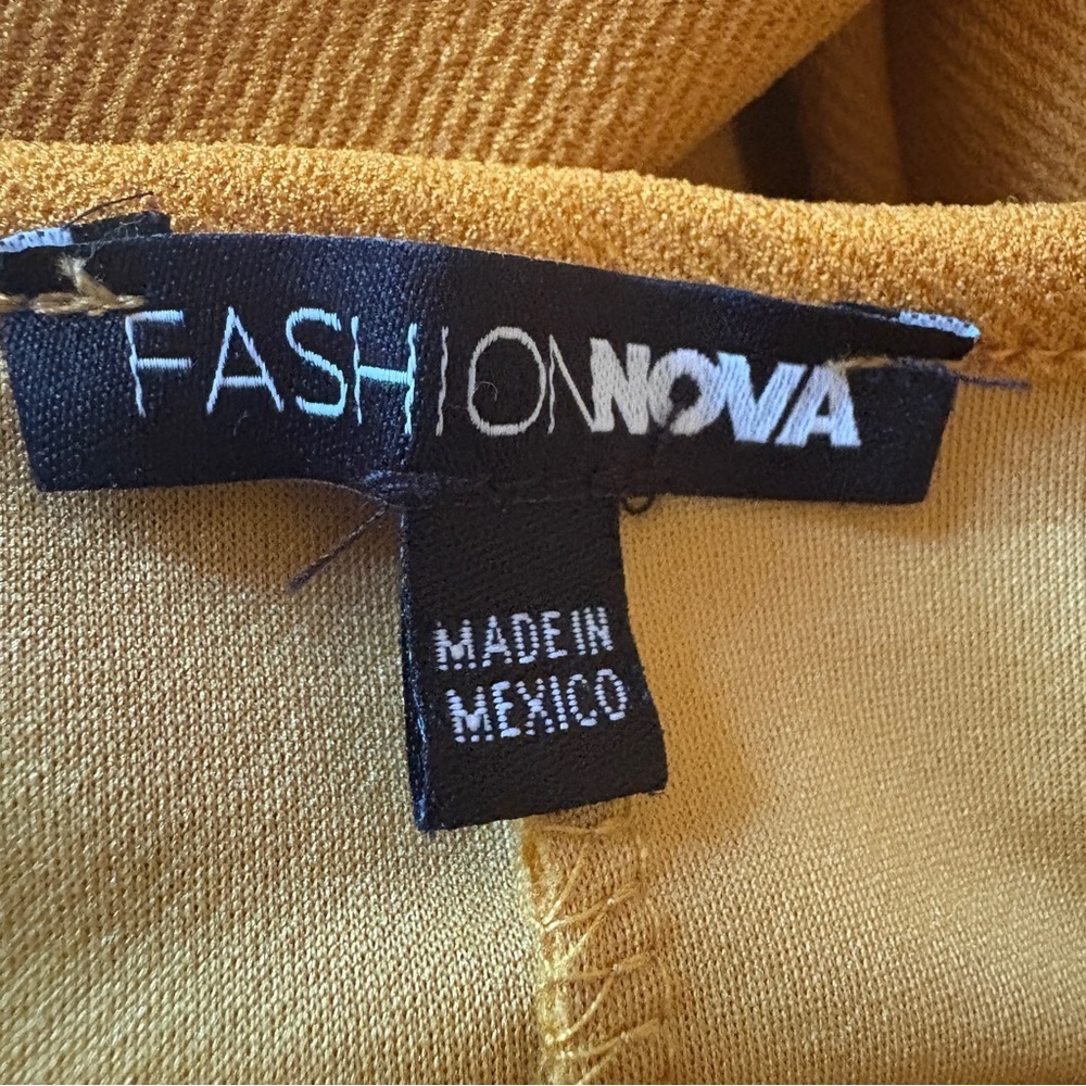 Fashion Nova Mustard Yellow Belted Midi Dress Medium Side Slit Tie Waist - Picture 3 of 4